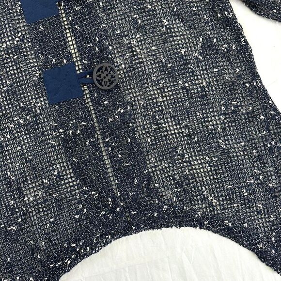 Drapers & Damons Boho Oversized Loose Knit Navy Cardigan One Sz Petite Lagenlook - Picture 2 of 4